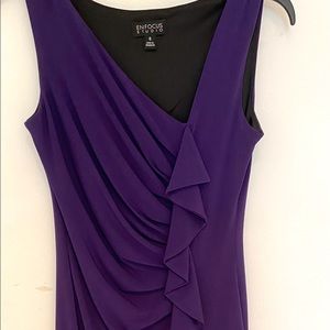 Violet colored rushed size 6 stretchy, flattering cocktail length dress